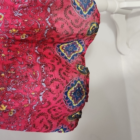 Raviya Women SZ S Pink Paisley Print Pull On Style Smocked Lined Tube Top Dress - Picture 5 of 14